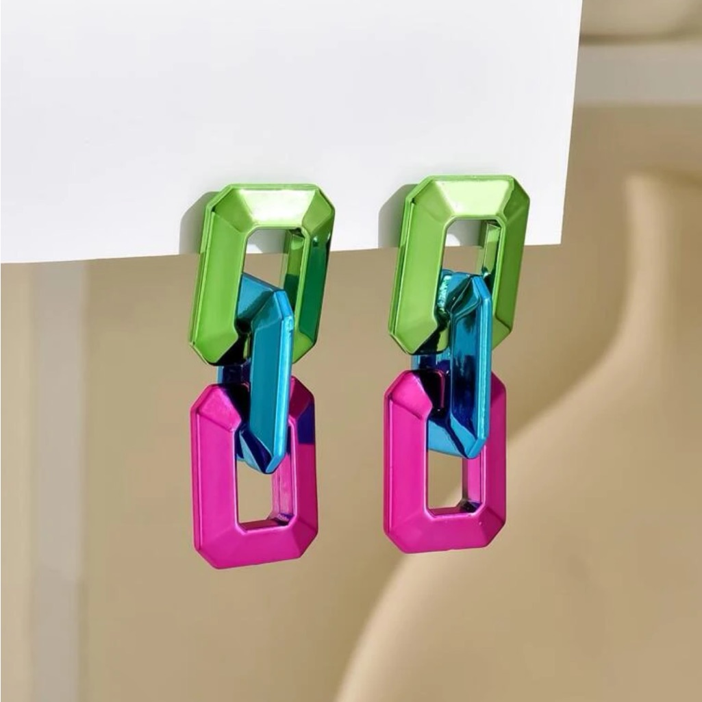Brand New Geometric ChainLink Earrings